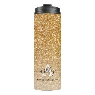 Termo Nombre Monograma Femenino Glitter Ombre Brillante