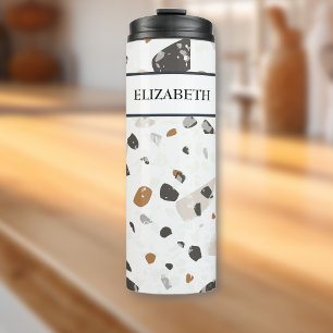 Termo Nombre, Patrón de Terrazzo Tonos Terrosos Mosaico