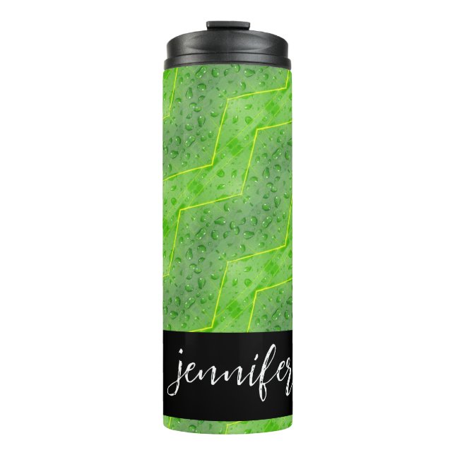 Termo Nombre personalizable Hojas con patrón de gotas de (Anverso)