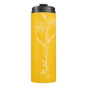 Termo Nombre personalizado, amarillo de la flor de nacim