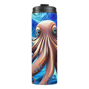 Termo Nombre personalizado Azul con Oro Abstracto Oro Ol