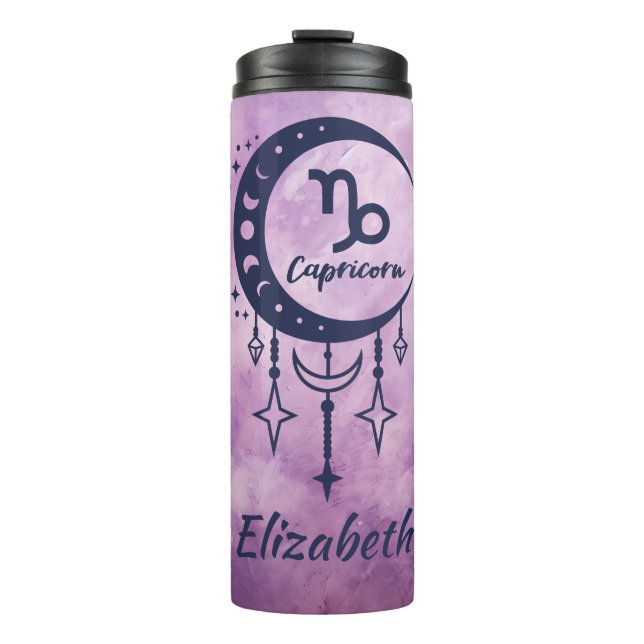 Termo Nombre personalizado Capricorn Zodiac Rótulo (Anverso)