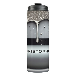 Termo Nombre personalizado con metal líquido que gotea