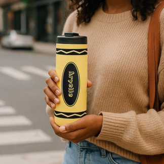 Termo Nombre personalizado Crayon amarillo Viaje Beber T