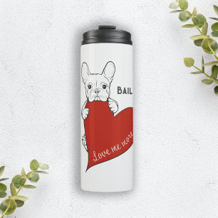 Termo Nombre Personalizado Cute French Bulldog Corazón R