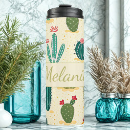 Termo Nombre Personalizado De Cactus Floral Colorido