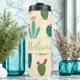 Termo Nombre Personalizado De Cactus Floral Colorido