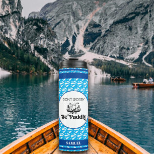 Termo Nombre personalizado de canoa de patrón retro azul