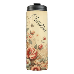 Termo Nombre personalizado de floral vintage