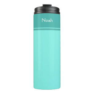Termo Nombre personalizado de franja azul simple y Verde