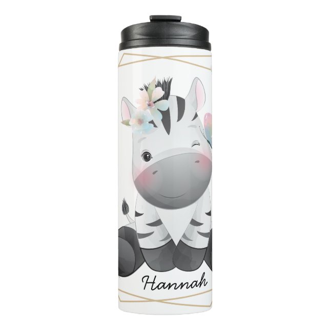 Termo Nombre personalizado de la flor de cebra de bebé c (Anverso)
