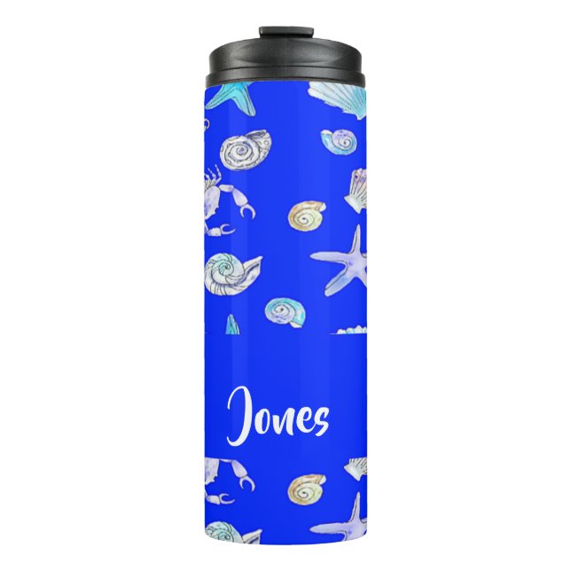 Termo Nombre personalizado de la impresión náutica en az (Anverso)