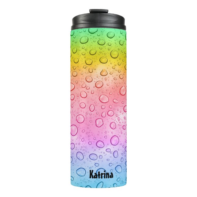 Termo Nombre personalizado de las gotas de lluvia arcoir (Anverso)