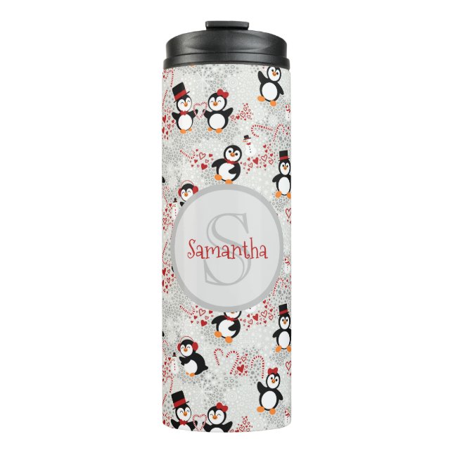 Termo Nombre personalizado de los pingüinos Navidades de (Anverso)