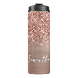 Termo Nombre personalizado de oro Rosa Purpurinoso Glam
