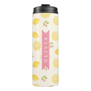 Termo Nombre Personalizado de Verano Floral de Limón Per