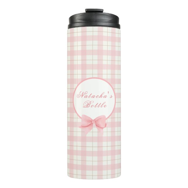 Termo Nombre personalizado del Chica de Gingham de Cute  (Anverso)