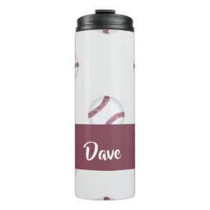 Termo Nombre personalizado del diseño gris del béisbol