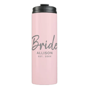 Termo Nombre personalizado del guión gris rosado modern