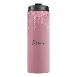 Termo Nombre personalizado del Purpurina de goteo rosado