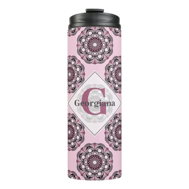 Termo Nombre personalizado Dusky Rosa Cherry Blossom Dot (Anverso)