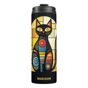 Termo Nombre personalizado Faux Sned Glass Cat
