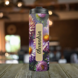Termo Nombre personalizado Flor de nacimiento 16 oz de s