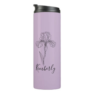 Termo Nombre personalizado flor de nacimiento de iris de