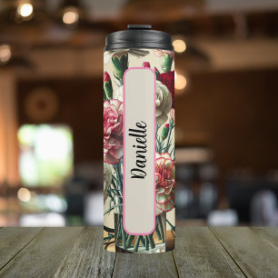 Termo Nombre personalizado Flor de natalidad enero 16 oz