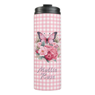 Termo Nombre personalizado Flor de tablero de cheques ro