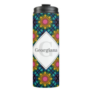 Termo Nombre personalizado Floral arcoiris Fuente de col