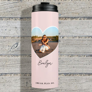 Termo Nombre personalizado foto amor corazón Rosa Lindo