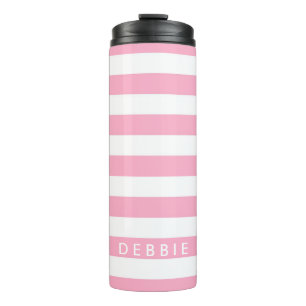 Termo Nombre personalizado franjas horizontales rosadas 