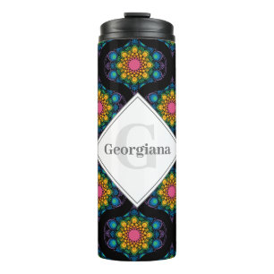 Termo Nombre personalizado Fuente arcoíris floral Mid Mo