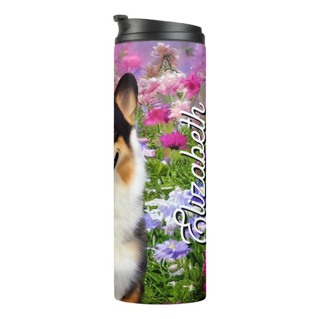 Termo Nombre personalizado Garden Dweller Corgi (Rotado hacia la derecha)