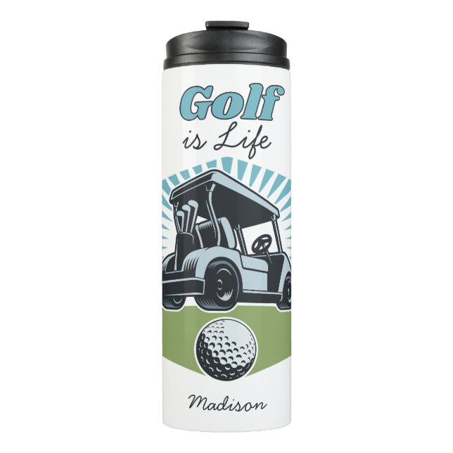 Termo Nombre personalizado Golf es vida (Anverso)