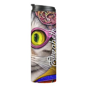 Termo Nombre personalizado Gracioso Gato Gato Gato Gafas