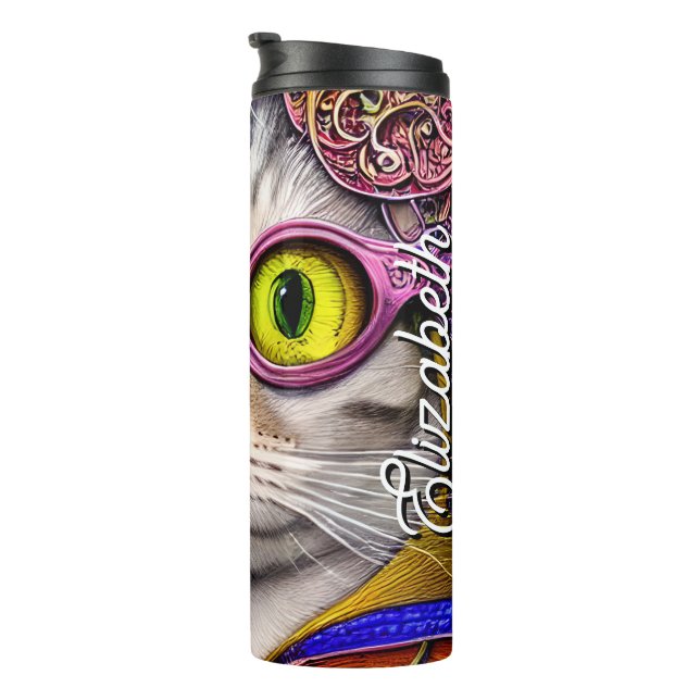 Termo Nombre personalizado Gracioso Gato Gato Gato Gafas (Rotado hacia la derecha)