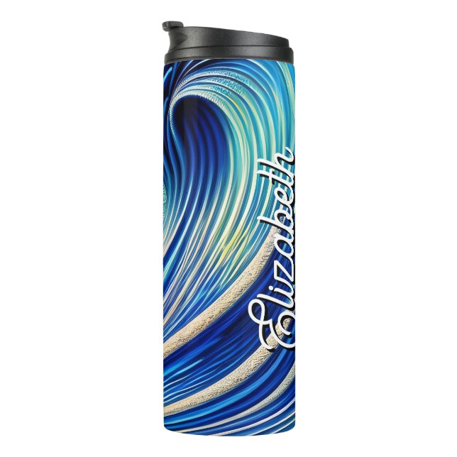 Termo Nombre personalizado Gran ola de océano azul sobre (Rotado hacia la derecha)