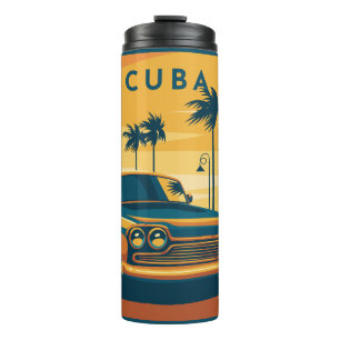 Termo Nombre personalizado Ilustracion del coche de Cuba