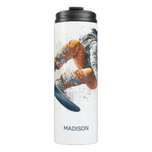 Termo Nombre personalizado Ilustracion Snowboarder