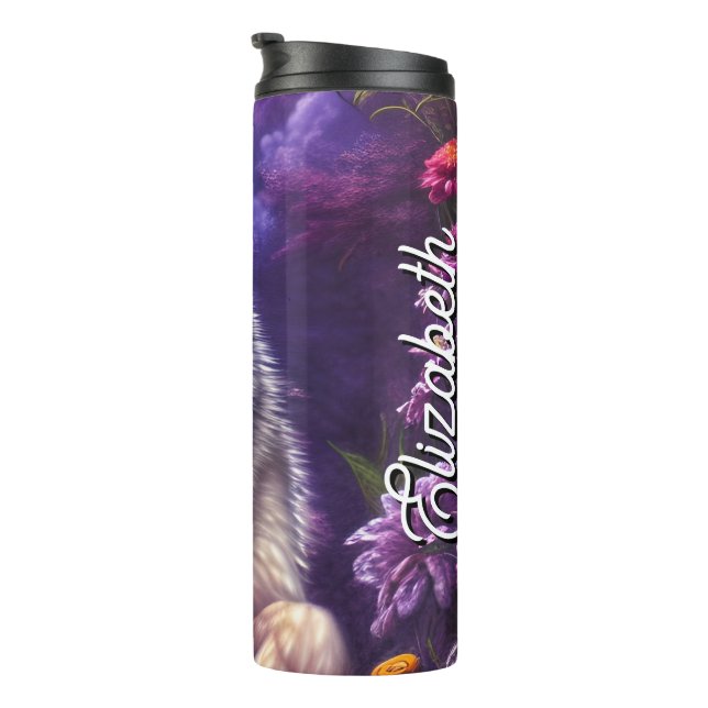 Termo Nombre personalizado Lobo floral de Howl Midnight (Rotado hacia la derecha)