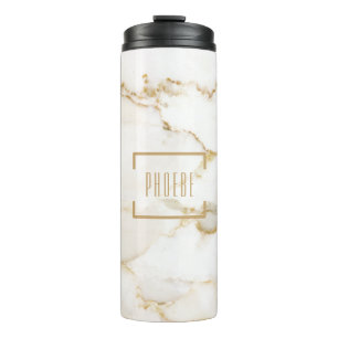 Termo Nombre personalizado Marble con efecto de oro