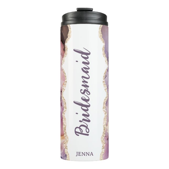 Termo Nombre Personalizado Mármol Dama de Honor (Anverso)