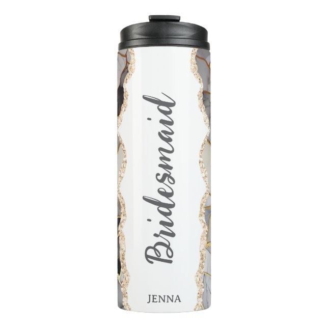 Termo Nombre Personalizado Mármol Dama de Honor (Anverso)