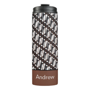 Termo Nombre personalizado Marrón blanco Java Ethnik Bat