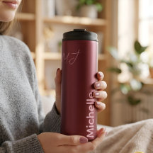 Nombre Personalizado Minimalista Chic Burgundy & R