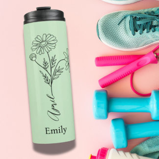 Termo Nombre personalizado minimalista Daisy April Birth