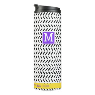 Termo Nombre Personalizado Moderno Blanco y Negro Whimsi