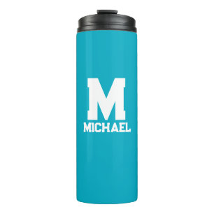 Termo Nombre personalizado Monograma azul